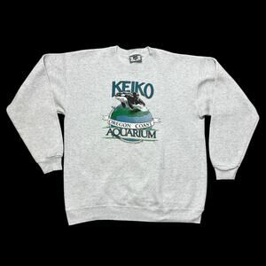Vintage 90s Keiko Free Willy Oregon Coast Aquarium Killer Whale Sweatshirt USA L
